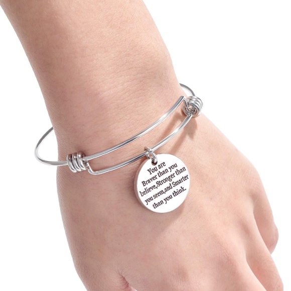 BRAVER Bracelet Silver Color Stainless Steel Expandable Adjustable Bangle NEW - Picture 2 of 8